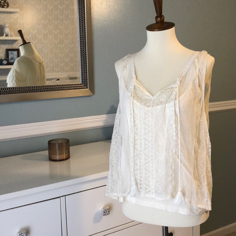 Cream lace tank